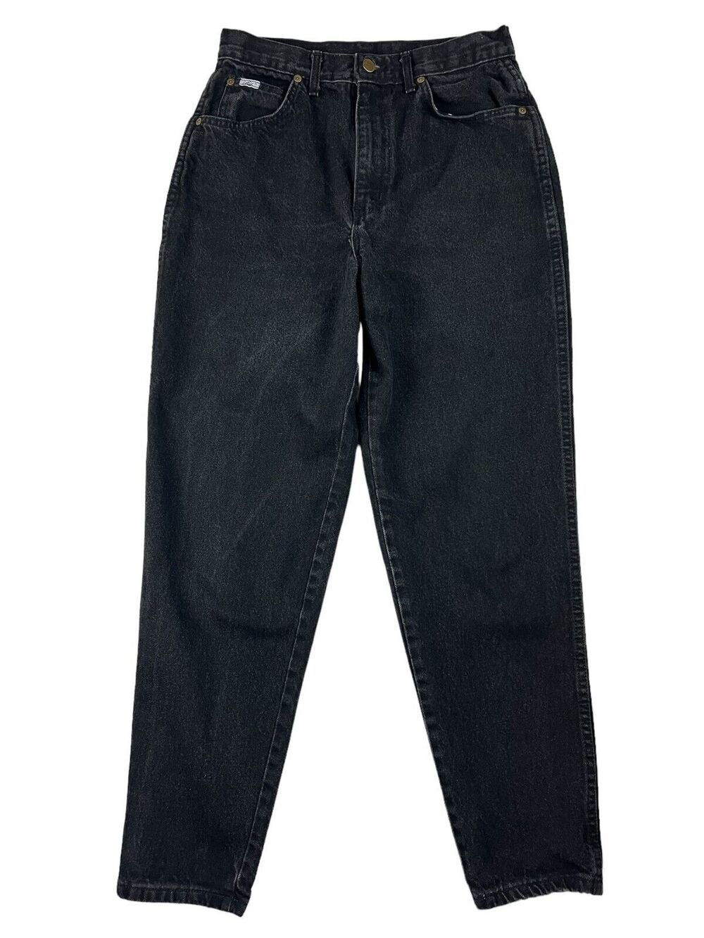 Chic Women's Vintage 80s 90s High Rise Tapered Black Denim Mom Jeans Size 14